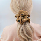 Caramel Brown Polka Dot Scrunchie detail