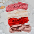 Twist Knot silk headband on model