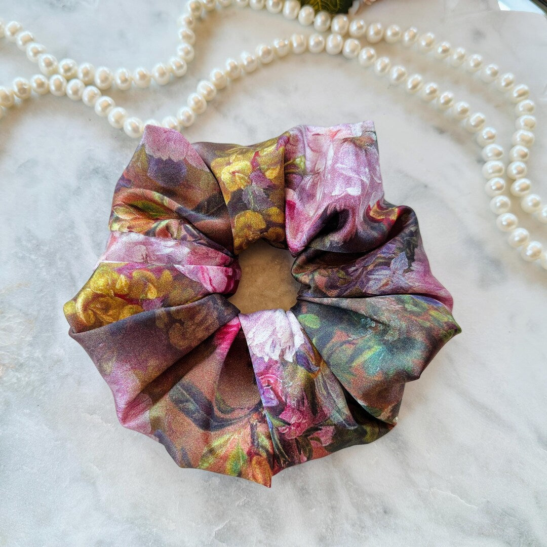 Floral Silk Scrunchie Soft Jumbo