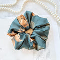 Blue Camel Floral Silk Scrunchie