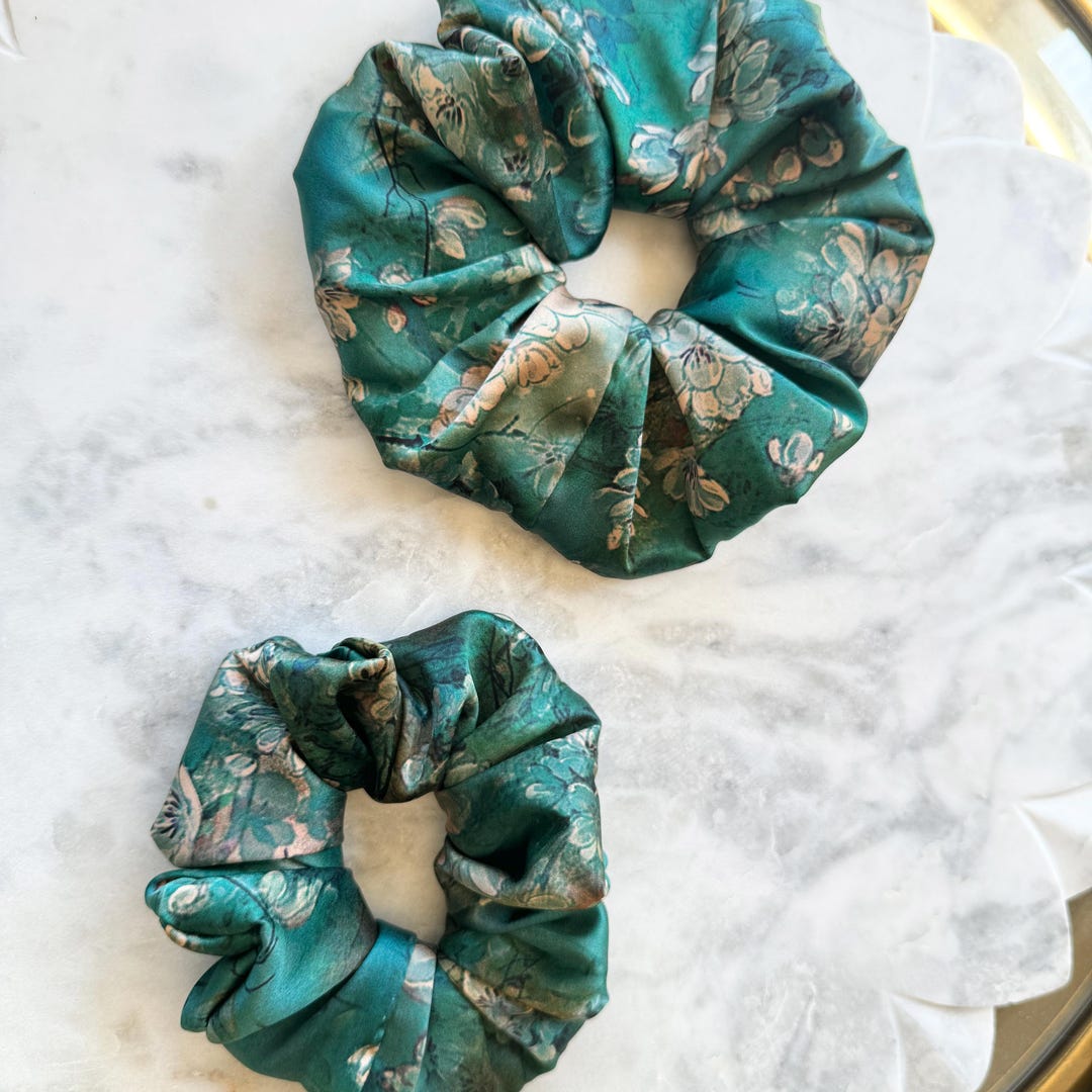 Teal Floral Silk Headband