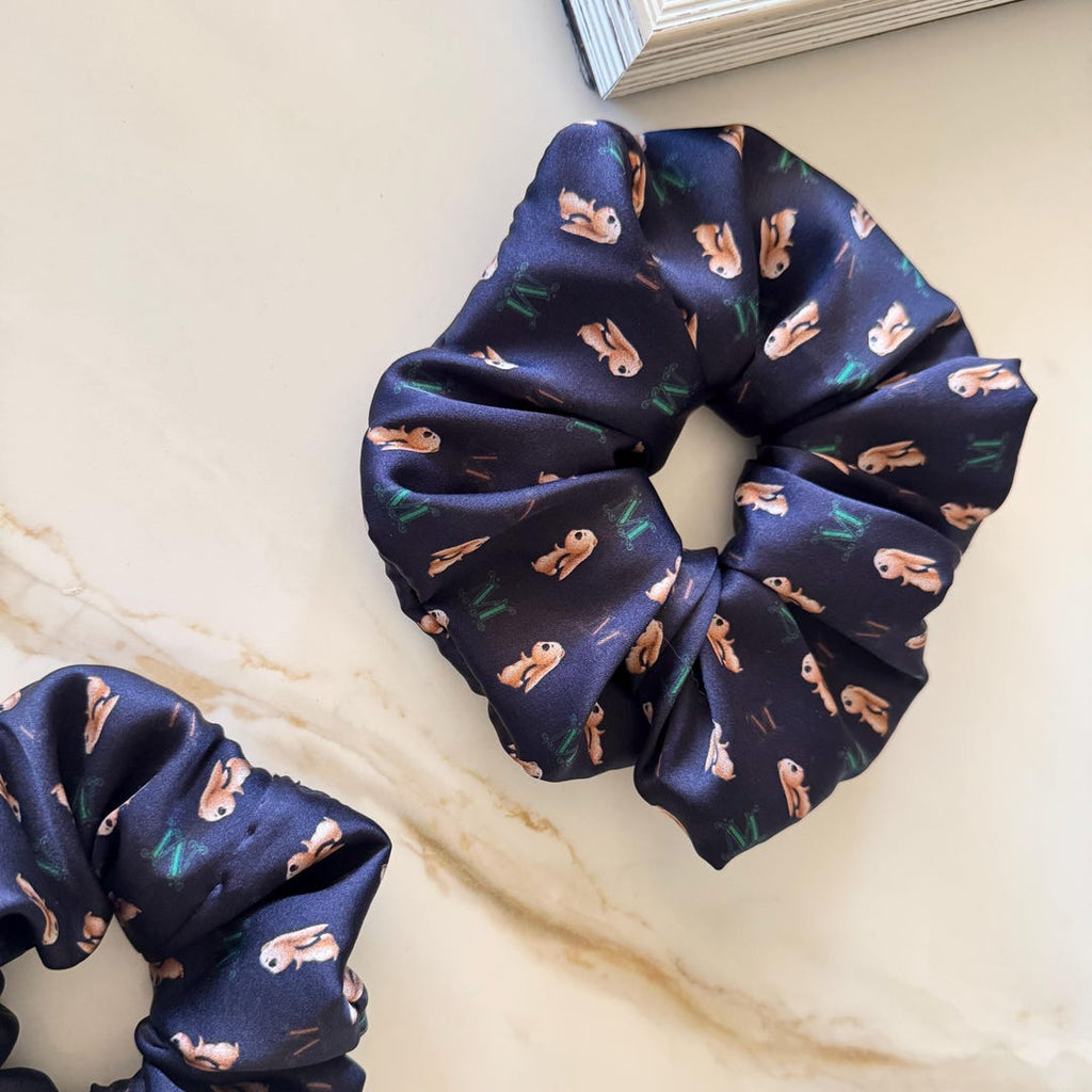 Navy Bunny Floral Silk Headband