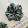Sage Green Geometric Leaf Silk Scrunchie