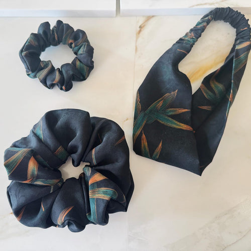 Bamboo Leaf 40 Momme Mulberry Silk Scrunchie