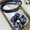 Navy Geometric Silk Scrunchie