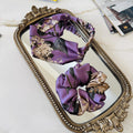 Vintage Botanical Purple Floral Silk Scrunchie