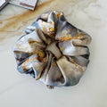 Marble Print Floral Silk Scrunchie
