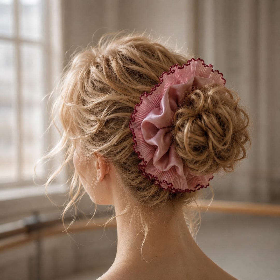 Blush Ballet Rosette Luxury Silk Scrunchie
