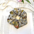 Yellow Floral Mulberry Silk Scrunchie