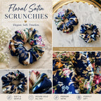 Navy Floral Silk Headband