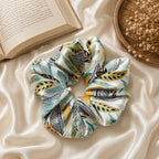 Botanical Leaf Silk Scrunchie detail