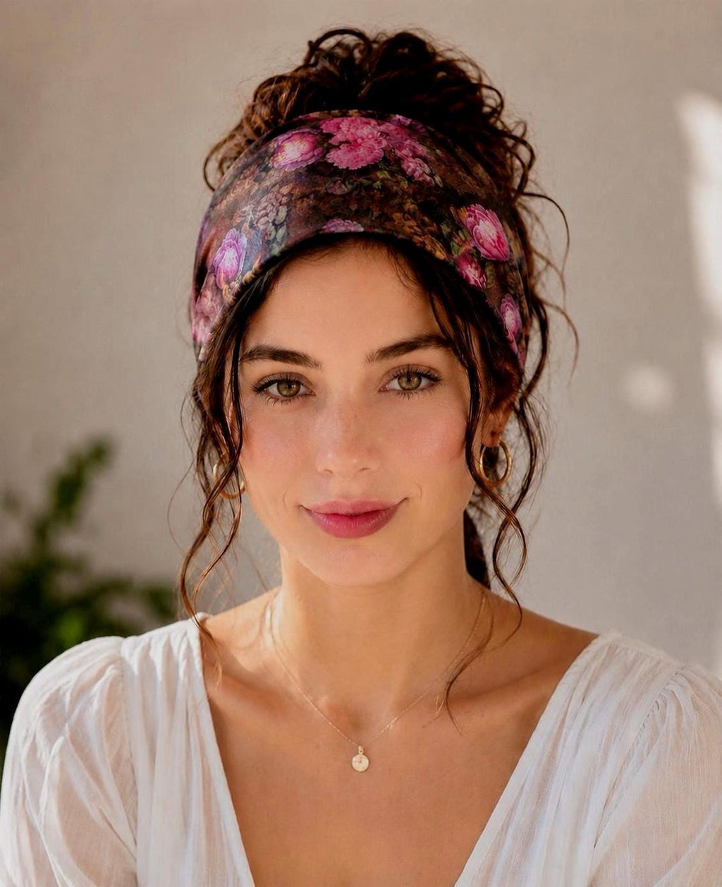 Blue Watercolor headband on model