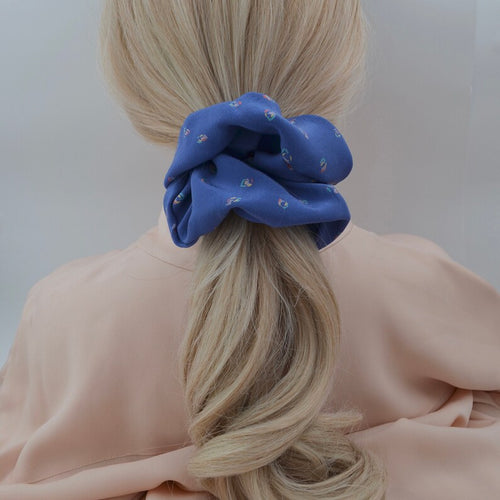 Blue silk scrunchie detail