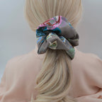 Taupe Botanical Silk Scrunchie detail