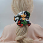 Vintage Red Rose Silk Scrunchie detail