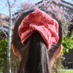 Soft Pink Floral silk scrunchie detail