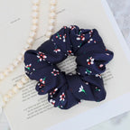 Navy Floral silk scrunchie detail