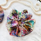 Vibrant Floral Art Silk Scrunchie detail
