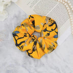 Floral Yellow Silk Scrunchie on hair