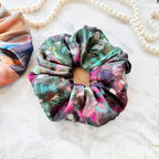 Artistic Dark Floral Jumbo Silk Scrunchie
