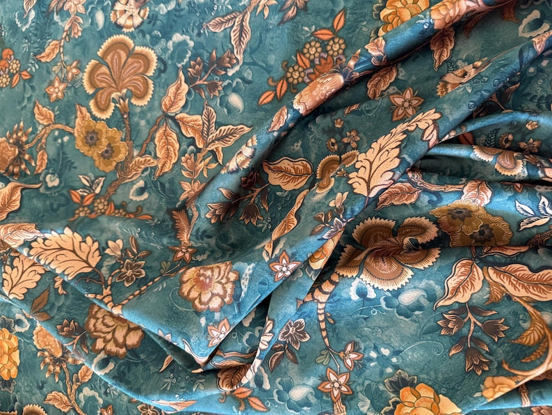 Floral Pattern Silk Scrunchie detail