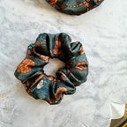 Floral Pattern Silk Scrunchie on hair