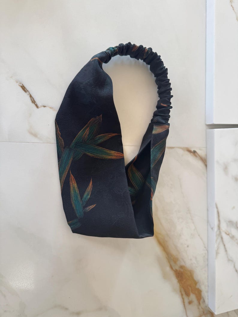 Bamboo Leaf silk scrunchie on hair