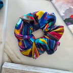 Colorful Abstract Stripe silk scrunchie detail