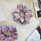 Dusty Rose Silk Scrunchie on hair