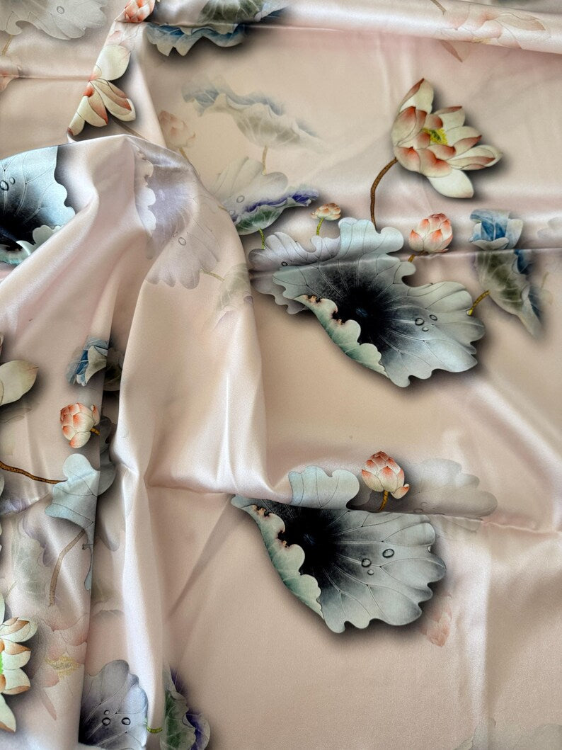 Lotus Floral silk scrunchie detail