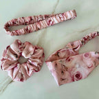 Pink Rose Silk Scrunchie detail