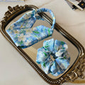 Blue Floral Silk Scrunchie