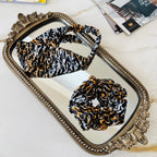 Leopard Print Silk Scrunchie and Headband
