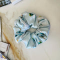 Light Blue Butterfly Floral Silk Scrunchie