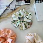 Ivory Floral silk scrunchie detail