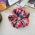 Pink Botanical Floral Silk Scrunchie