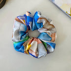 Blue Watercolor silk scrunchie detail