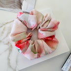 Pink Watercolor Floral Silk Scrunchie