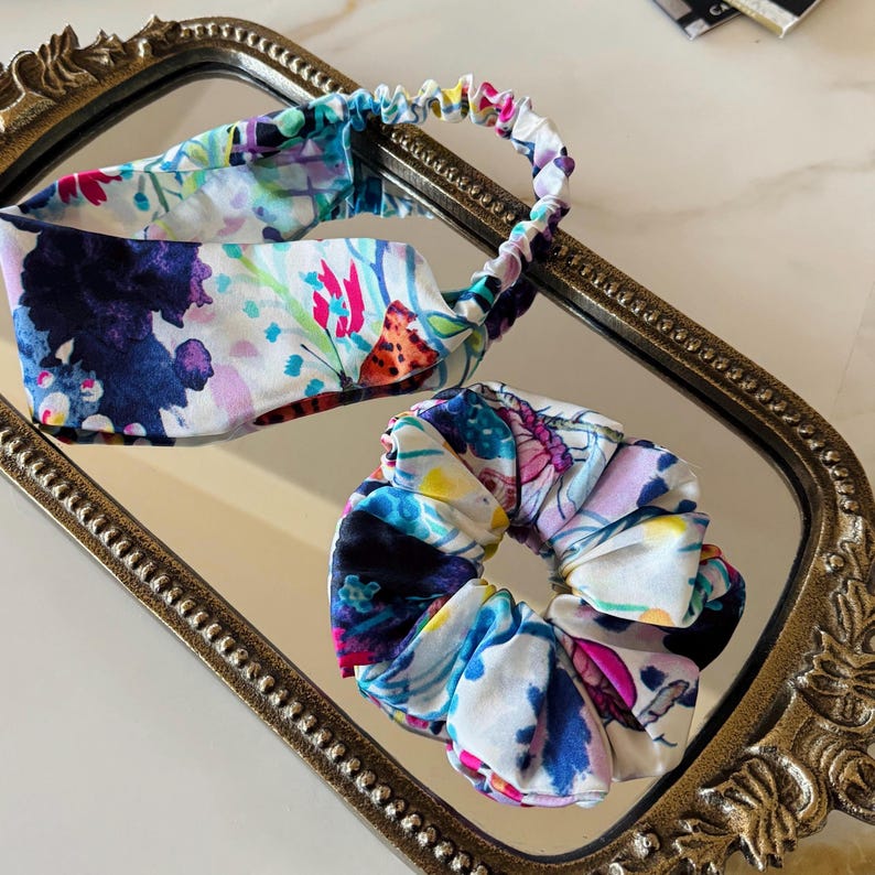 Butterfly Floral Silk Scrunchie
