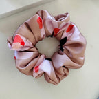 Beige Blush Floral Silk Scrunchie detail