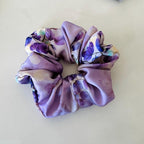 Lavender Floral Mulberry Silk Scrunchie