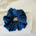 Navy Polka Dot Silk Scrunchie