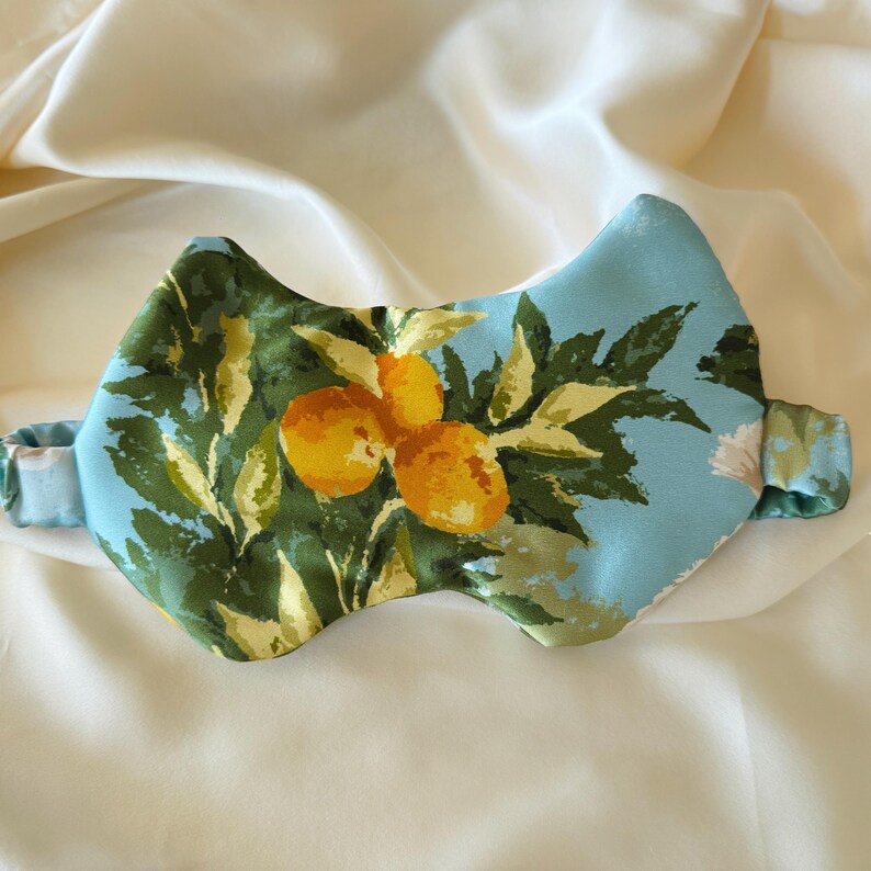 Citrus Print silk sleep mask detail