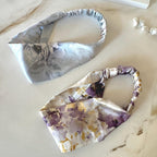 Silver Gray Rose Silk Headband detail