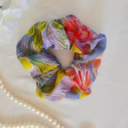 Tropical Floral Silk Scrunchie detail
