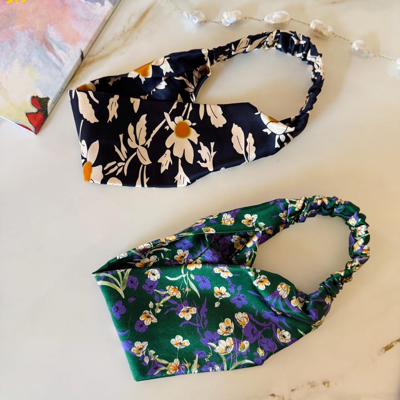 Vintage Floral Silk Headband detail
