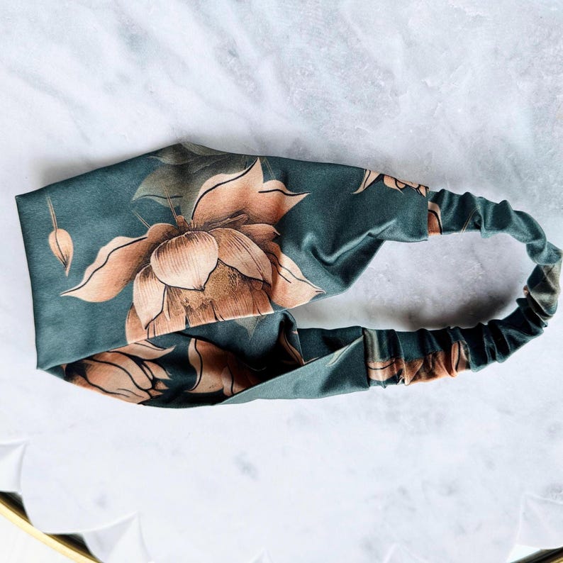 Blue Camel Floral Silk Headband