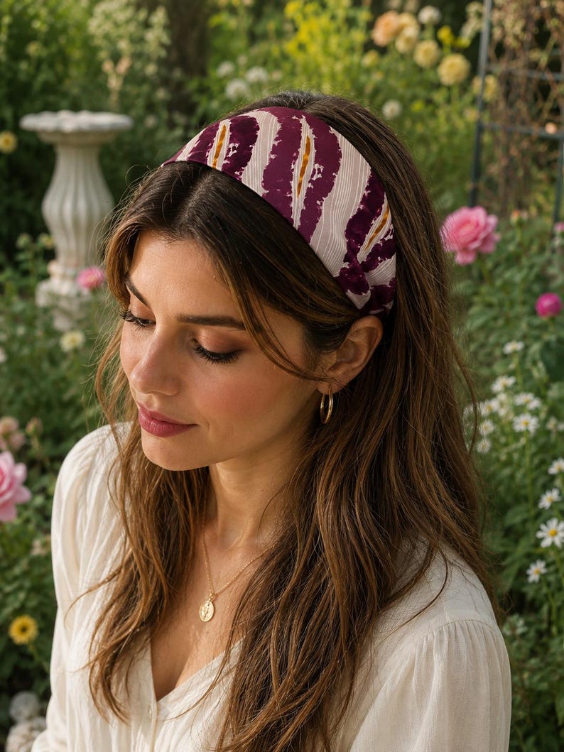 Burgundy Watercolor Silk Headband