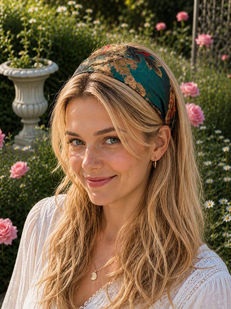 Pure Mulberry silk headband on model