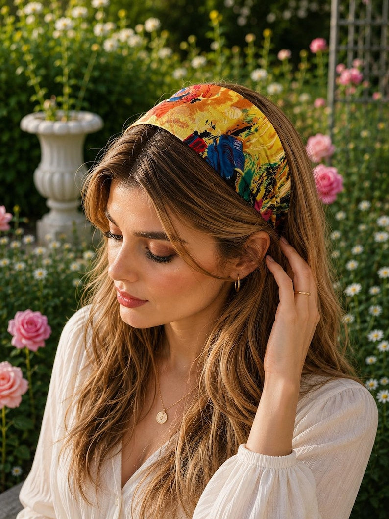 Multicolor Abstract Silk Headband